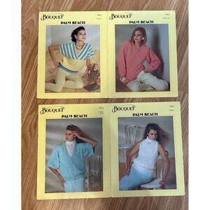 Bouquet Palm Beach Knitting Pattern Lot of 4 Womens Sweaters